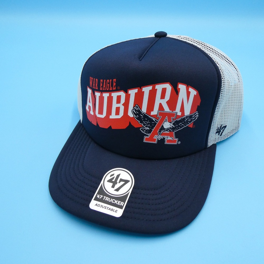 '47 Brand Trucker Hat Mens One Size Auburn Tigers‎ Navy Blue White Mesh Snapback